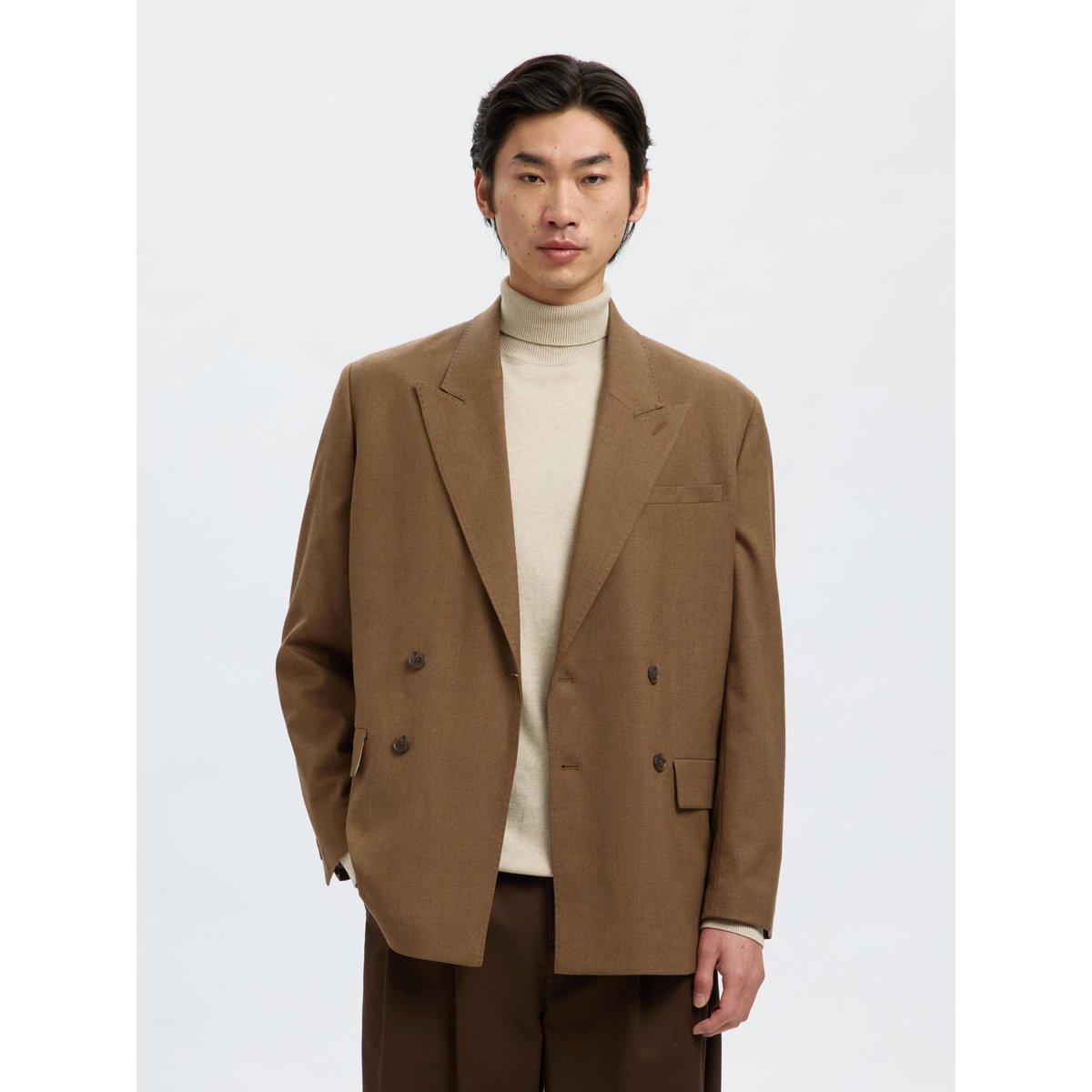 Blazer À Double Boutonnage cognac, SELECTED