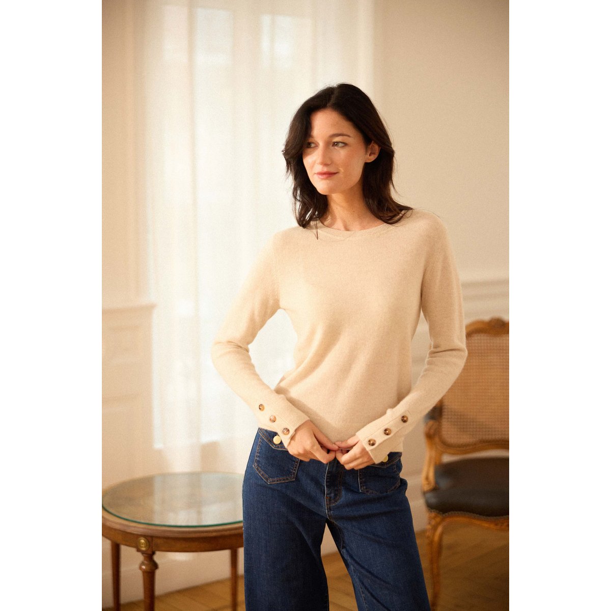 Pulls col rond/sans col MELINA 11-ecru chine, LA PETITE ETOILE