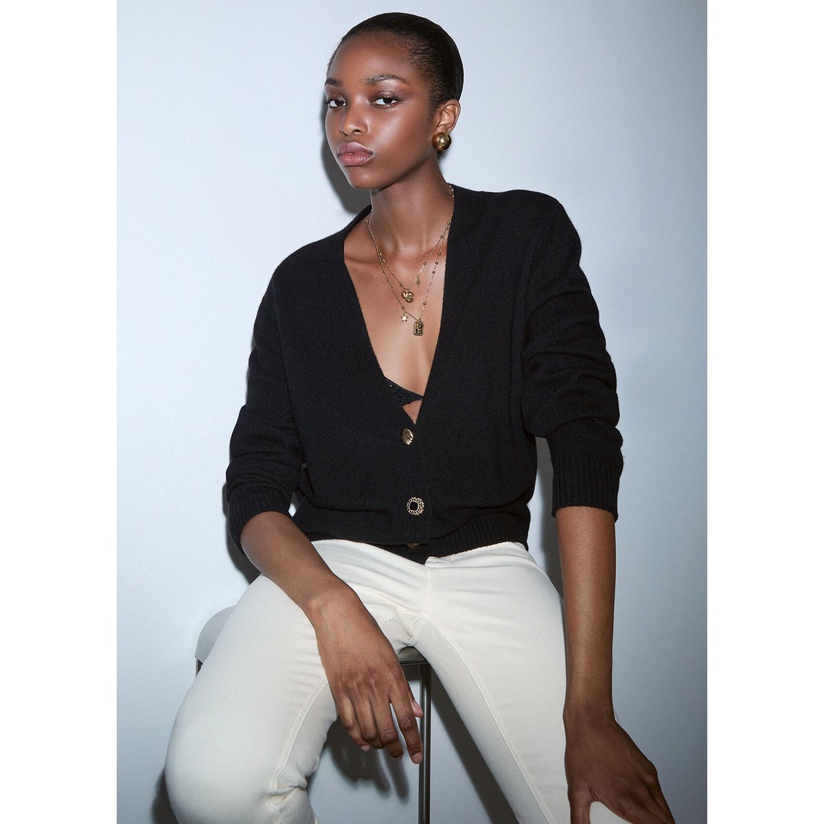 Cardigan en pure laine noir, LIU JO