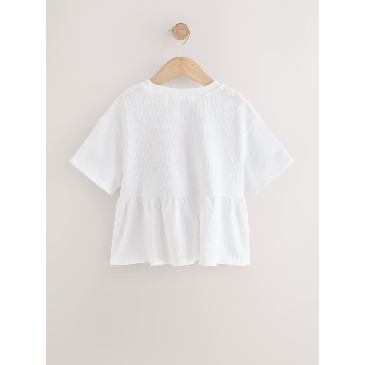 T-shirt brodé à basque imprimé fleuri blanc, NEXT