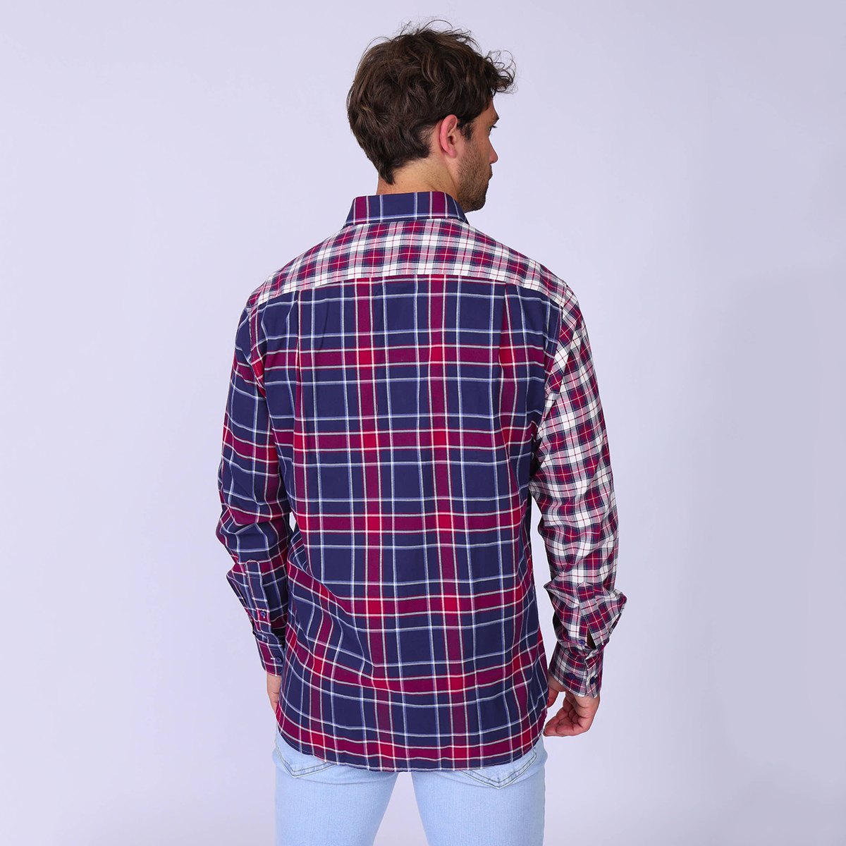 Chemise patch à carreaux Helmut bleu marine, MISE AU GREEN