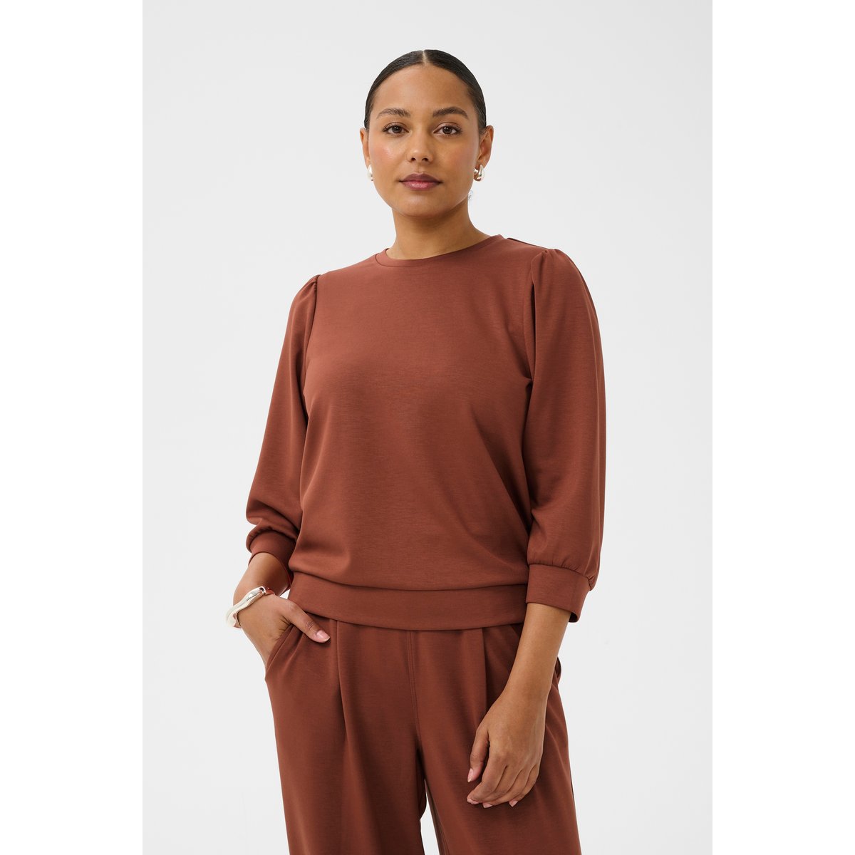 Sweatshirt marron henna, KAFFE