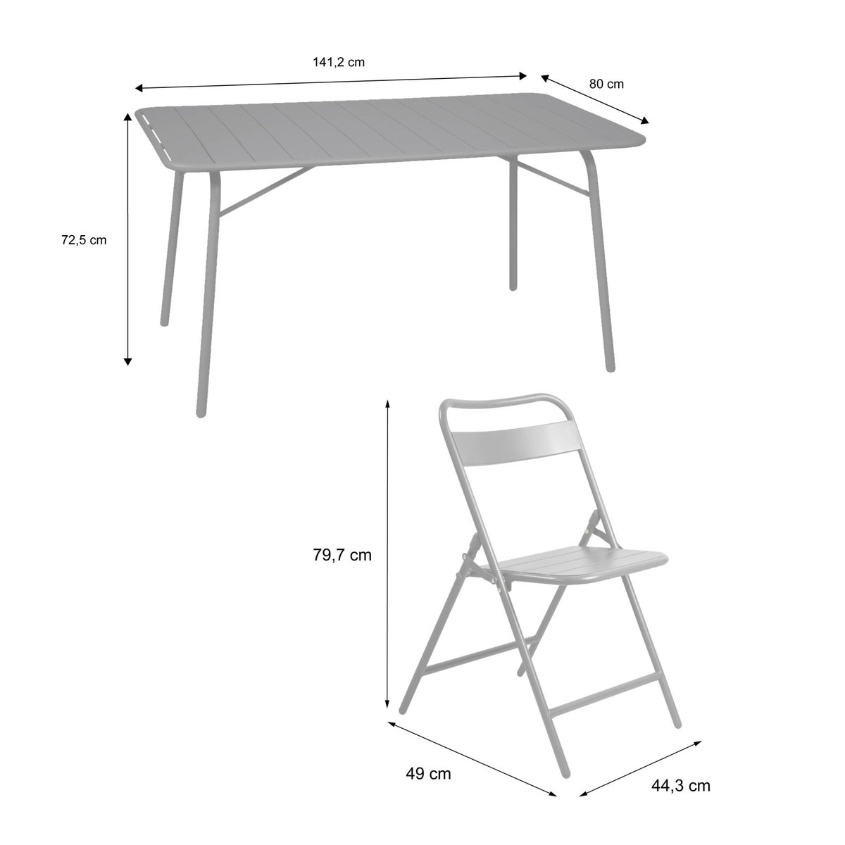 Table de jardin pliante métal + 6 assises AMELIA kaki, SWEEEK