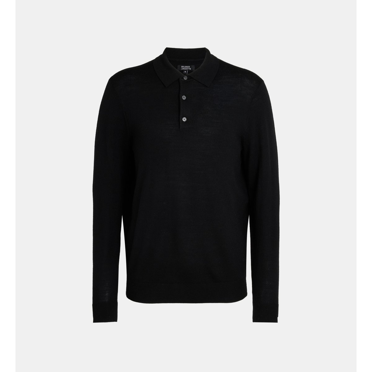 Pull polo teripol en laine mérinos noir, GALERIES LAFAYETTE
