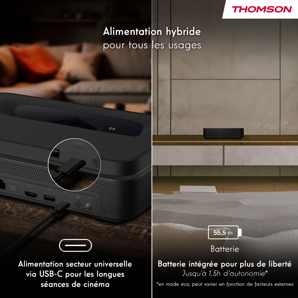 Vidéoprojecteur portable SIRIUS PG55B noir, THOMSON