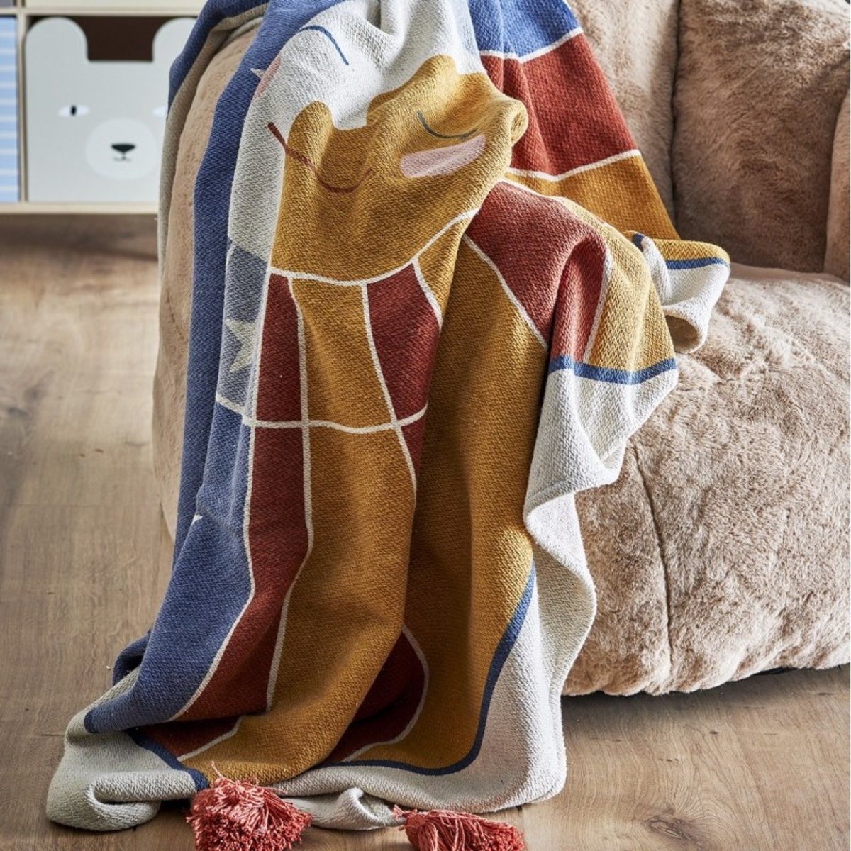 Plaid coton motif soleil SUN multicolore, BLOOMINGVILLE
