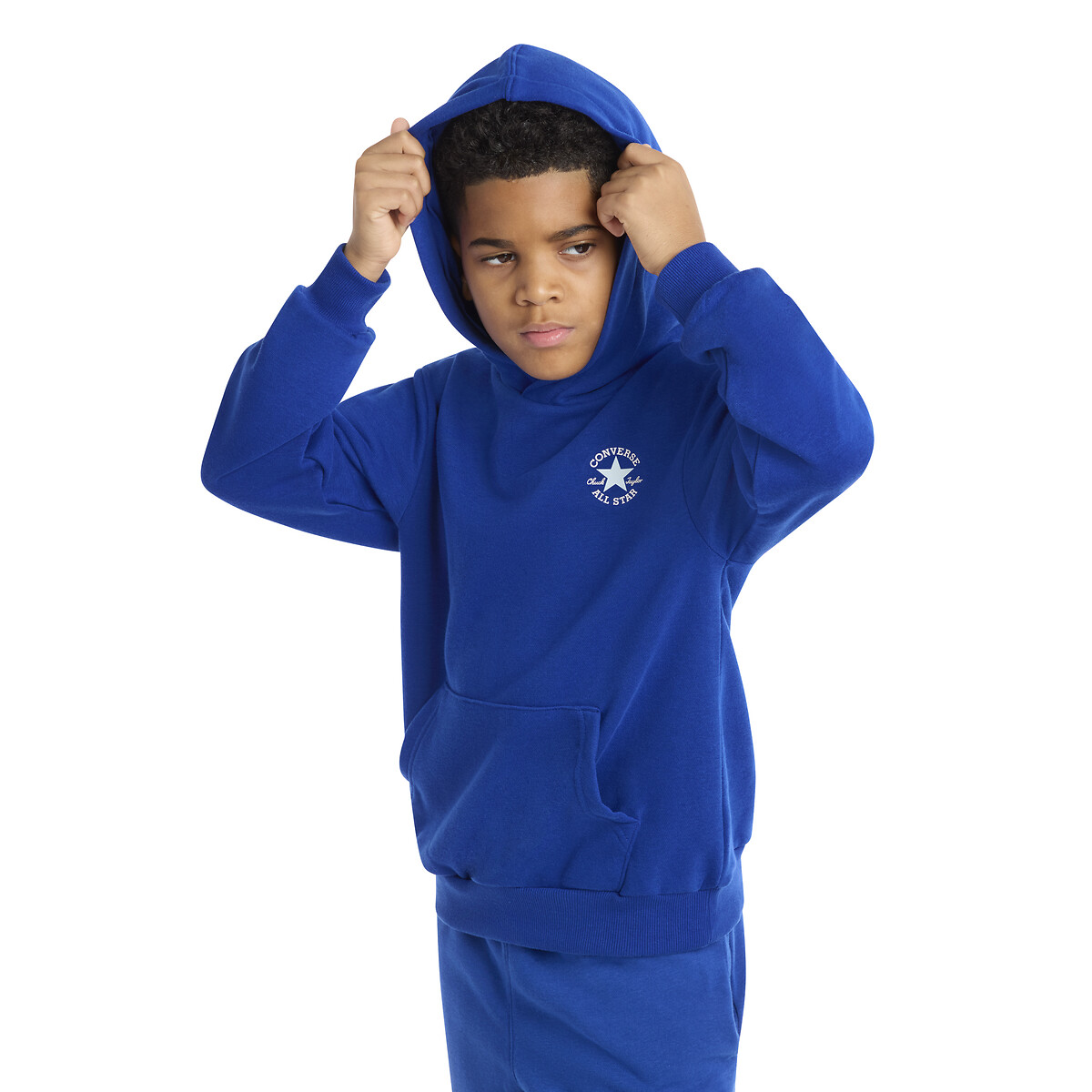 Sweat à capuche en molleton léger bleu, CONVERSE
