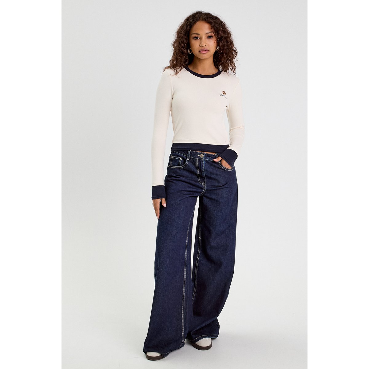 T-shirt cropped 2-en-1 ecru, CACHE CACHE