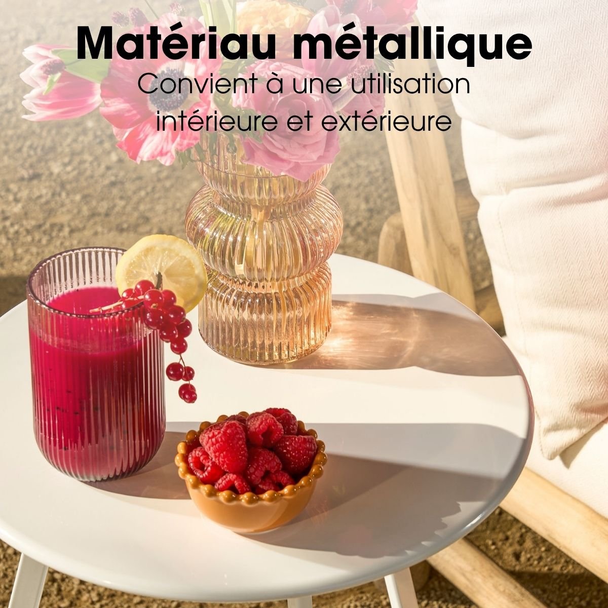 Table d'appoint extérieure SEATLE blanc, MICA DECORATIONS