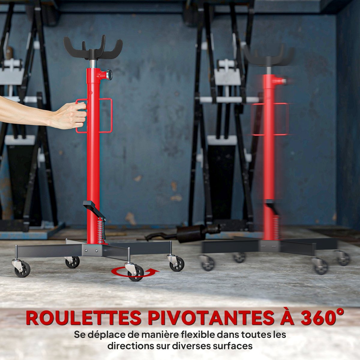 Vérin de levage Métal Rouge rouge, HOMCOM