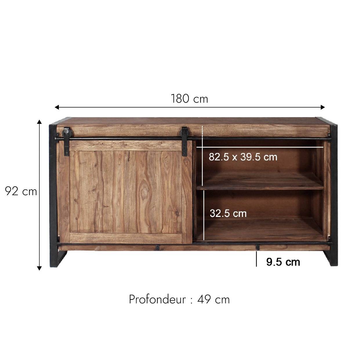 Buffet en bois d'acacia et métal HAVANA bois foncé, MADE IN MEUBLES
