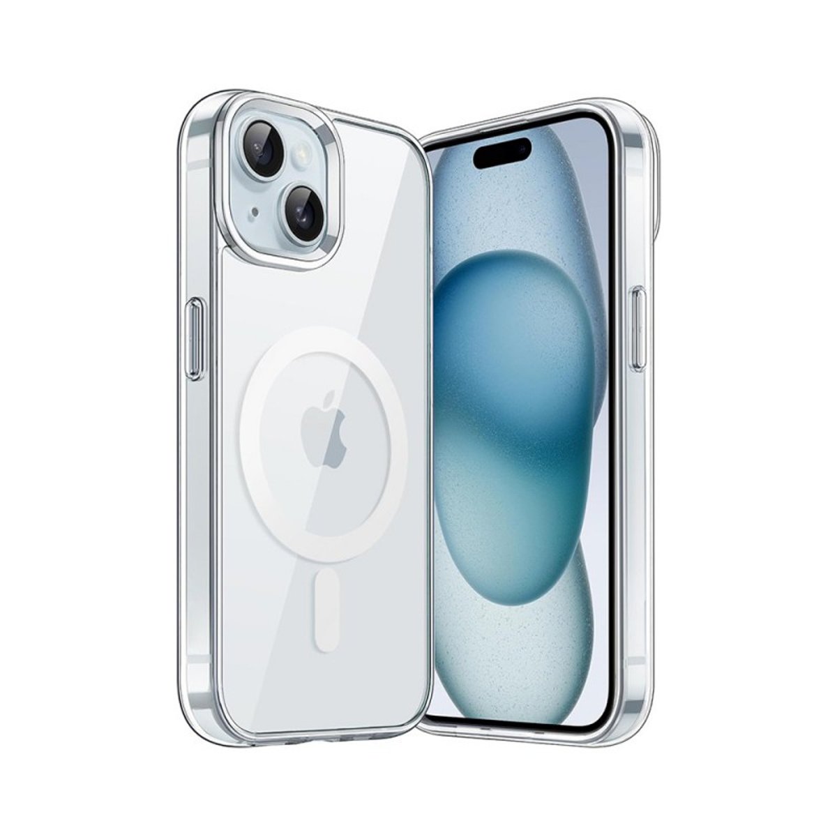 Coque anti-choc compatible magsafe iPhone 15 transparent, EVETANE