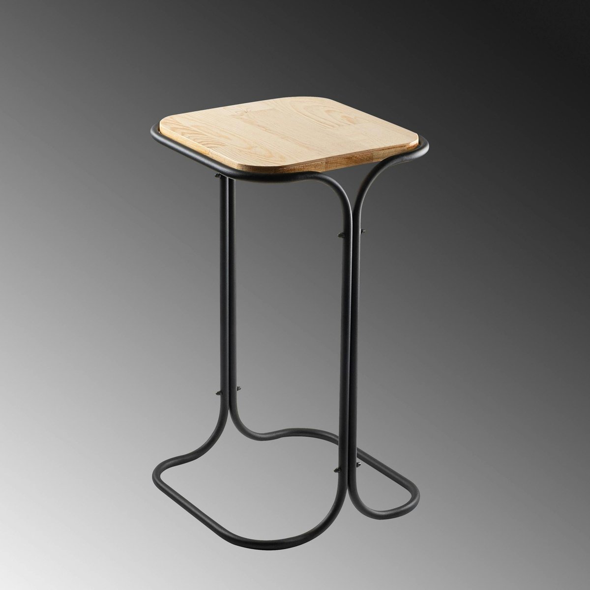 Table d'appoint carrée JENA bois / métal noir, PIER IMPORT