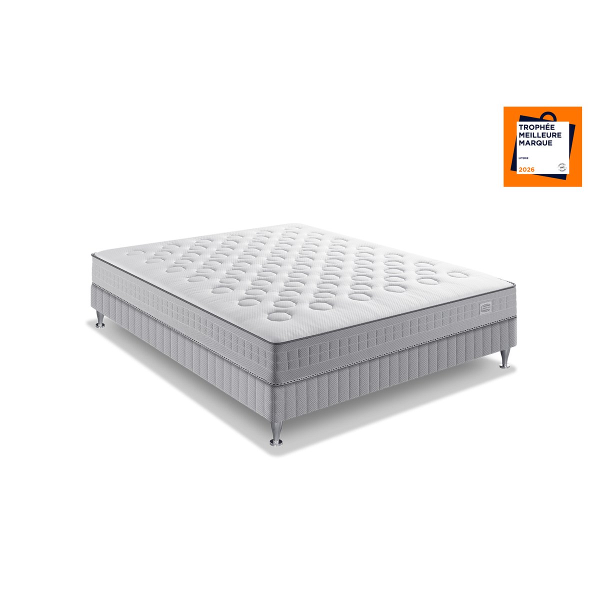 Ens INITIAL 160x200 matelas H23 ressort ensachés, ferme, 2 sommiers blanc, SIMMONS