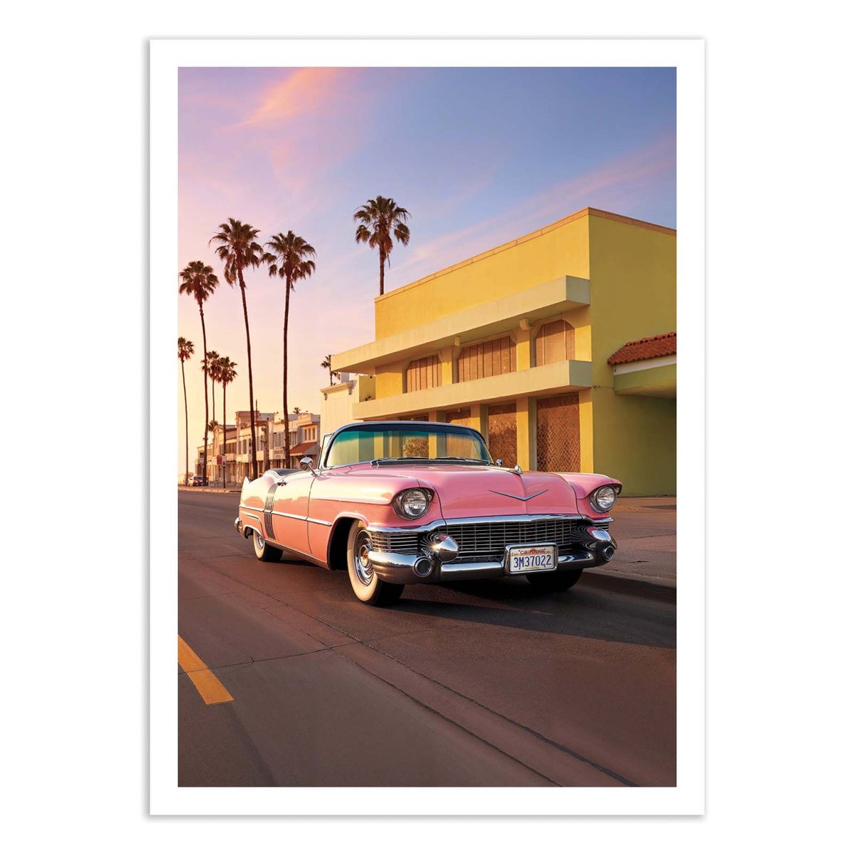 Affiche d'art - California Pink Cadillac - Philippe Hugonnard couleur unique, WALL EDITIONS