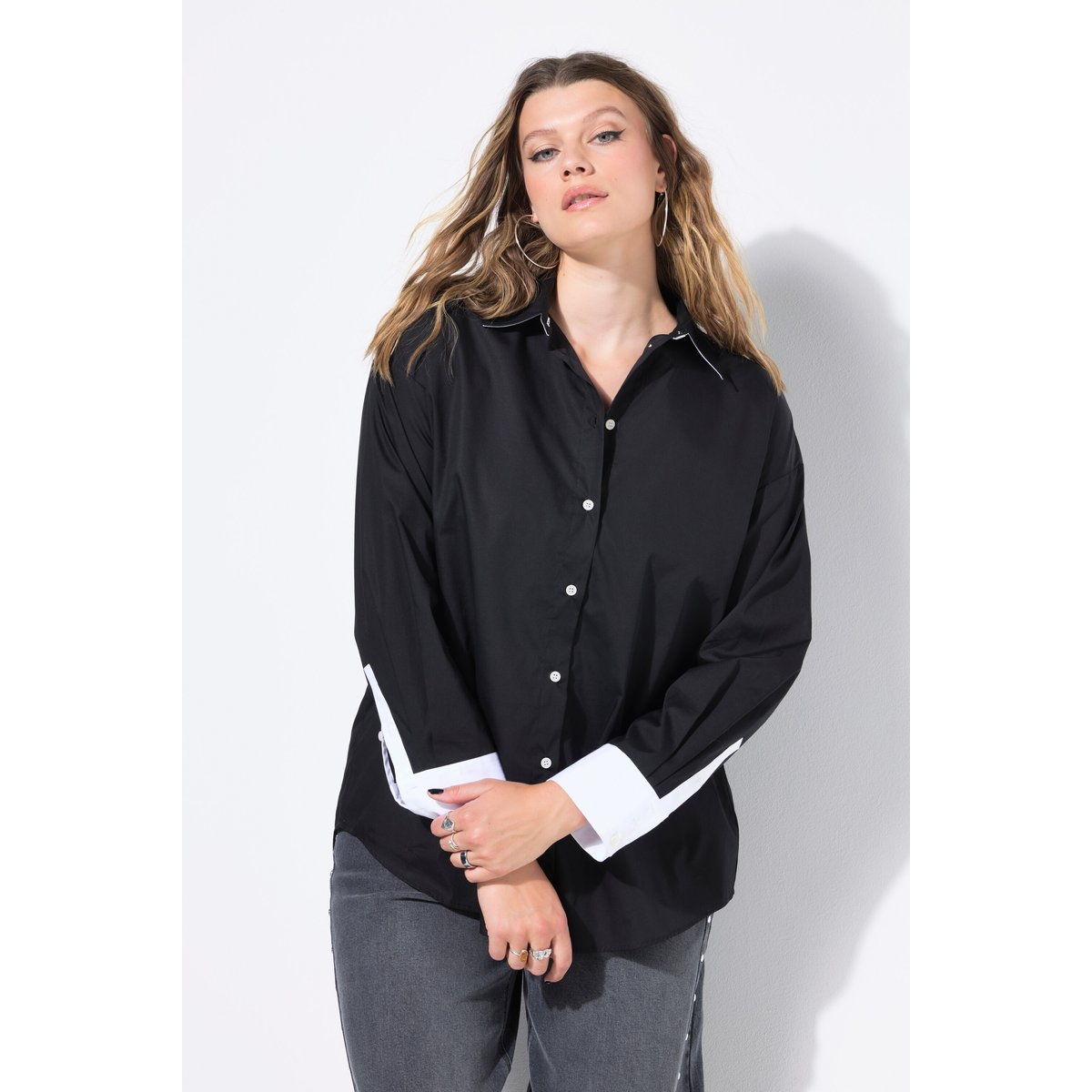 Chemisier oversize, détails fantaisie noir, STUDIO UNTOLD
