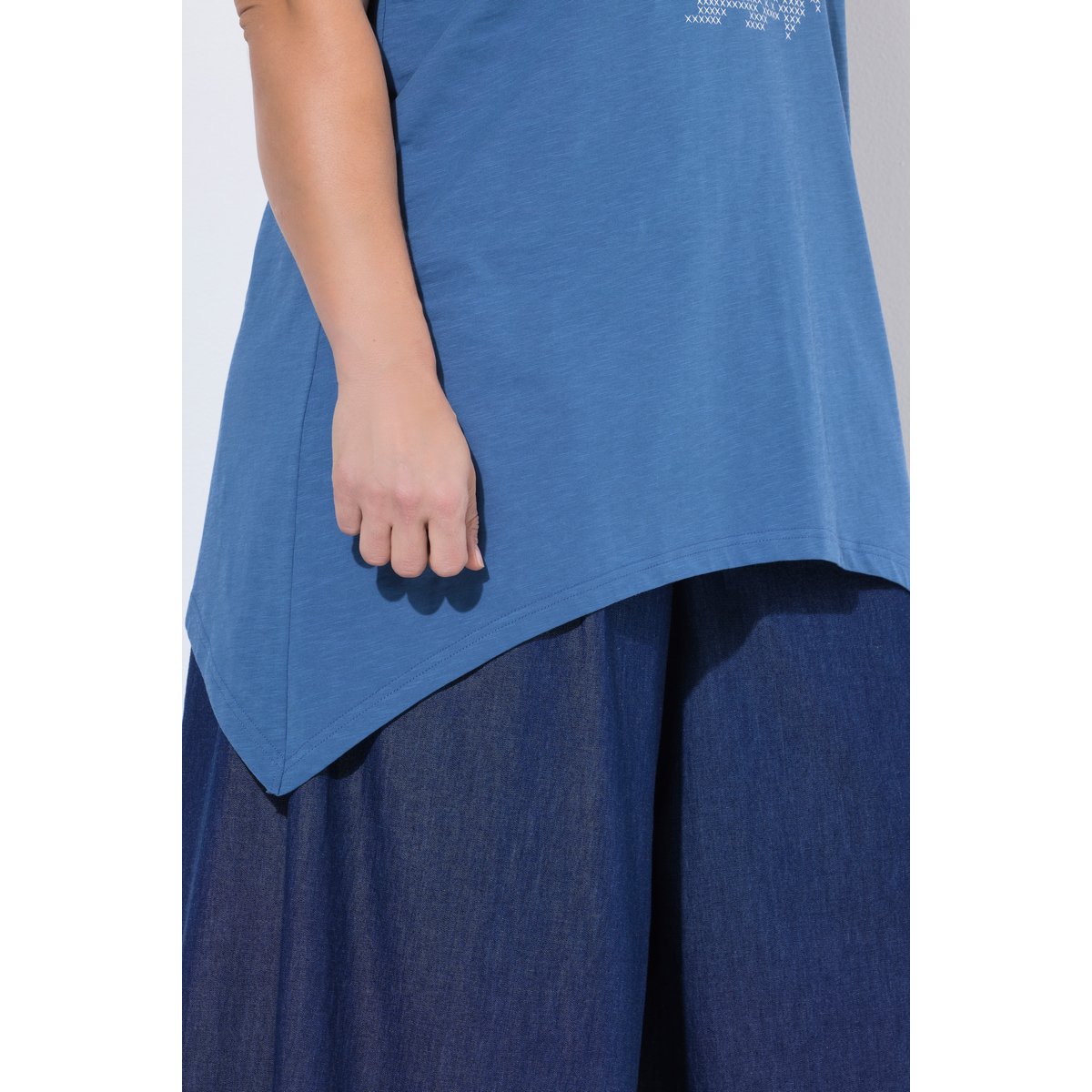 T-shirt en coton bio, motif poissons bleu jean, ULLA POPKEN