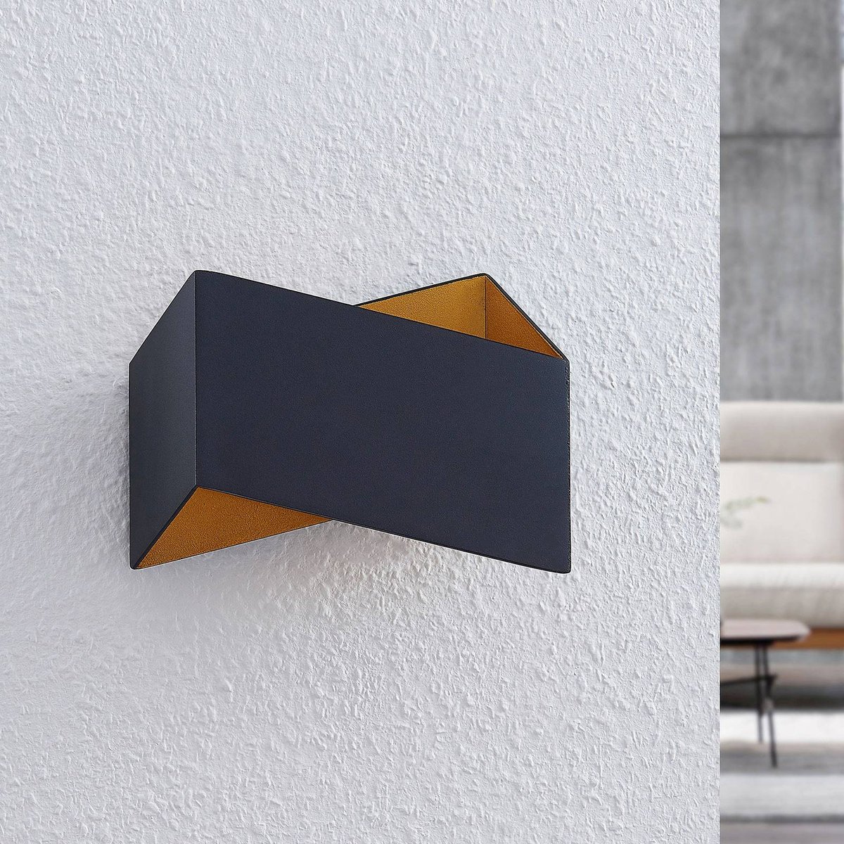 Applique en aluminium moderne, Assona noir, doré, ARCCHIO
