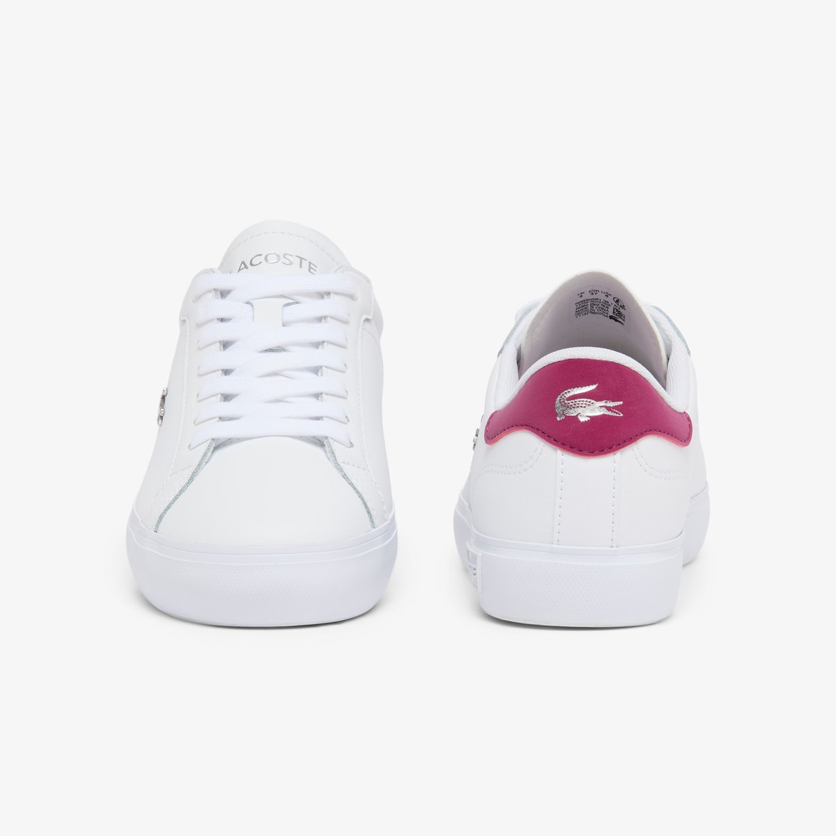 Sneakers Powercourt femme en cuir rose-1s6, LACOSTE