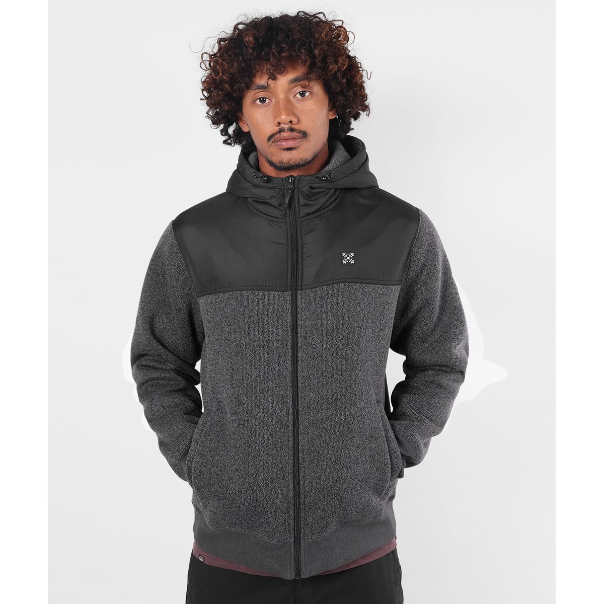 Sweat à capuche zippé PASSAGE black heather, OXBOW