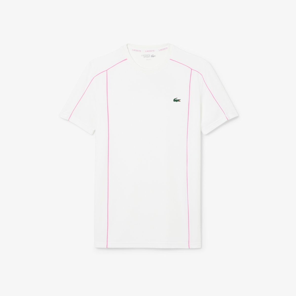 T-shirt Sport Ultra Dry liserés blanc-001, LACOSTE