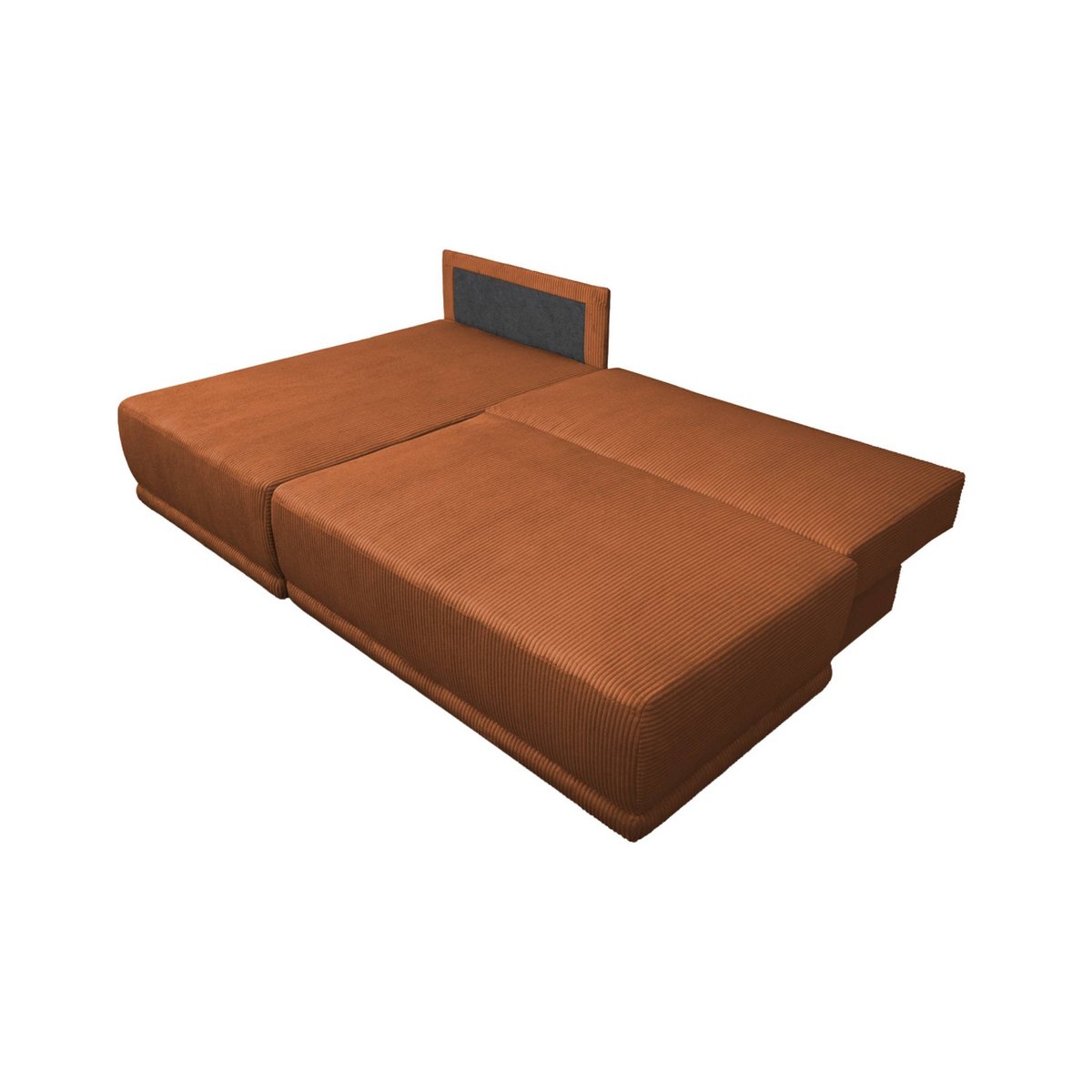 Banquette canapé d'angle gauche convertible 3 places velours côtelé avec coffre NELSON taupe, SWEEEK