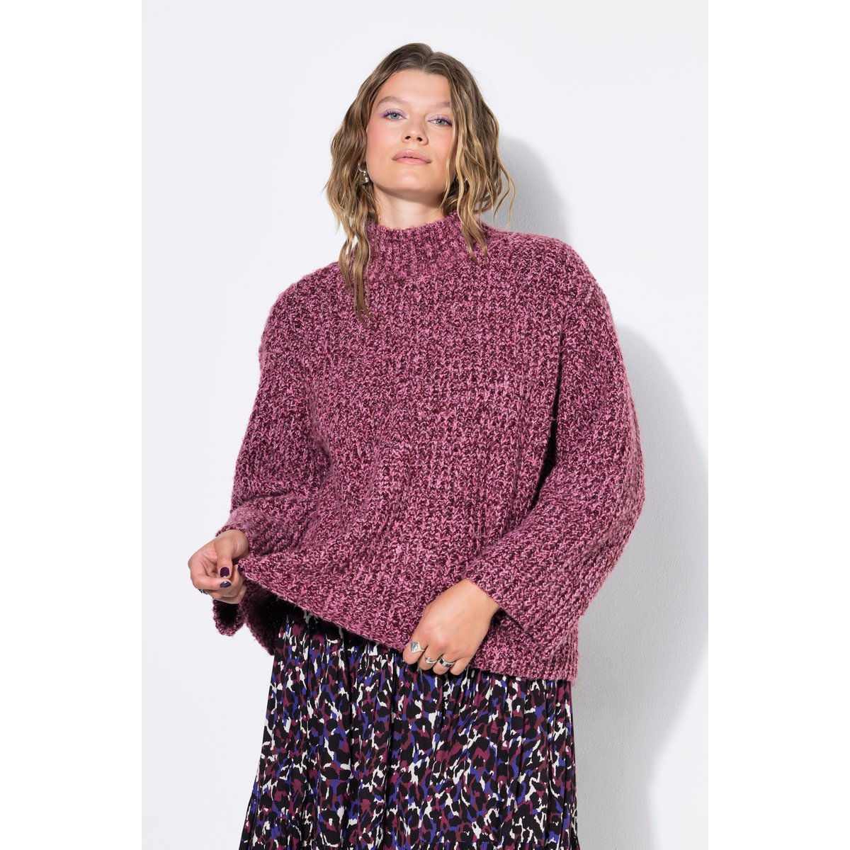 Pull oversize, maille côtelée, col montant mûres, STUDIO UNTOLD