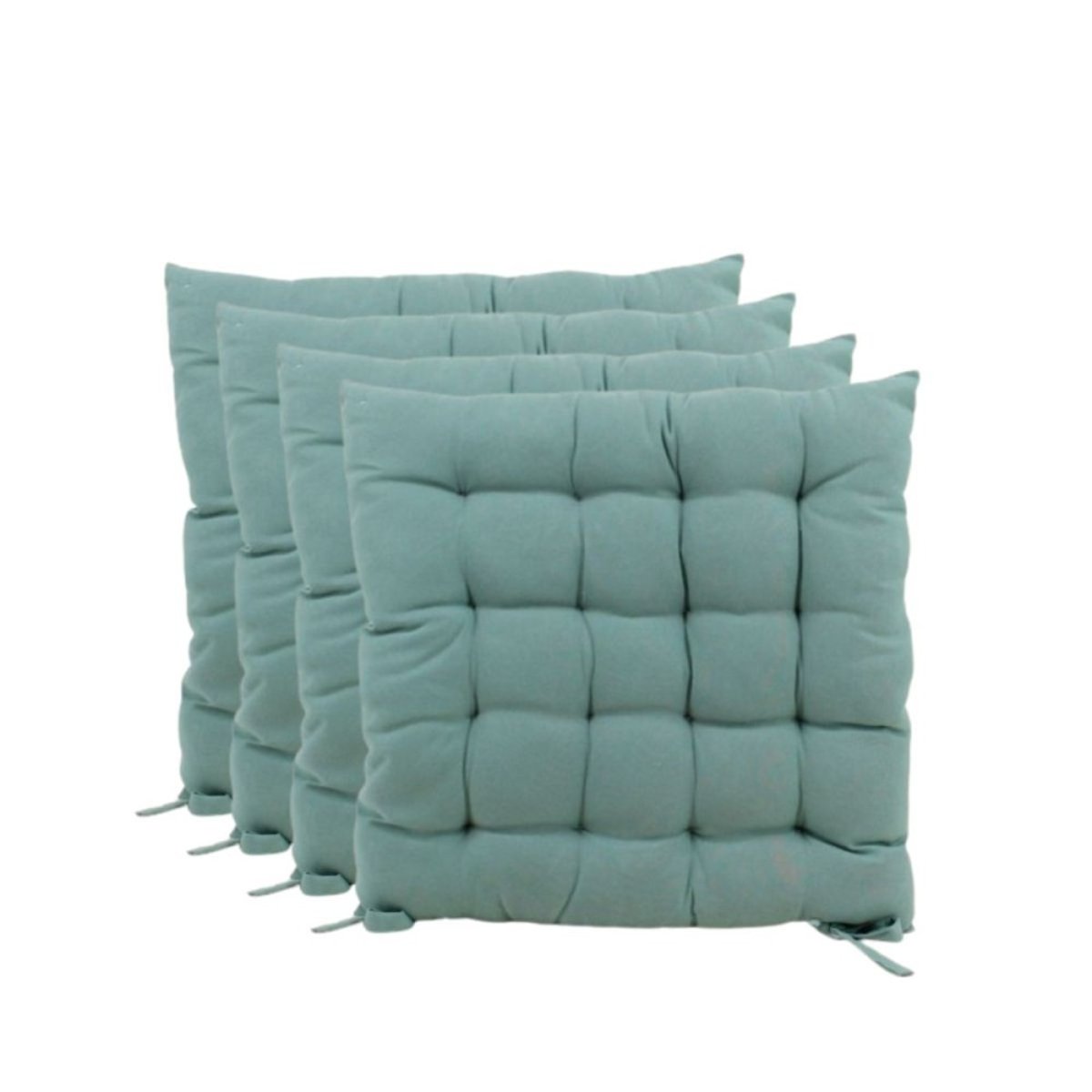 Lot de 4 galettes de chaise 40x40cm vert, ORNAMI