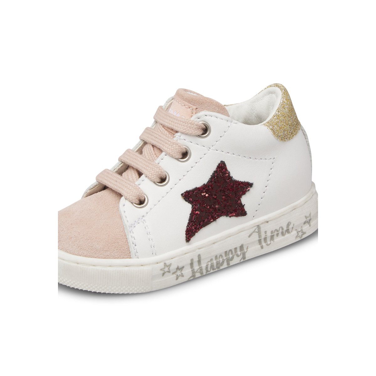 Sneakers en cuir et velours SASHA blanc-rose-, FALCOTTO