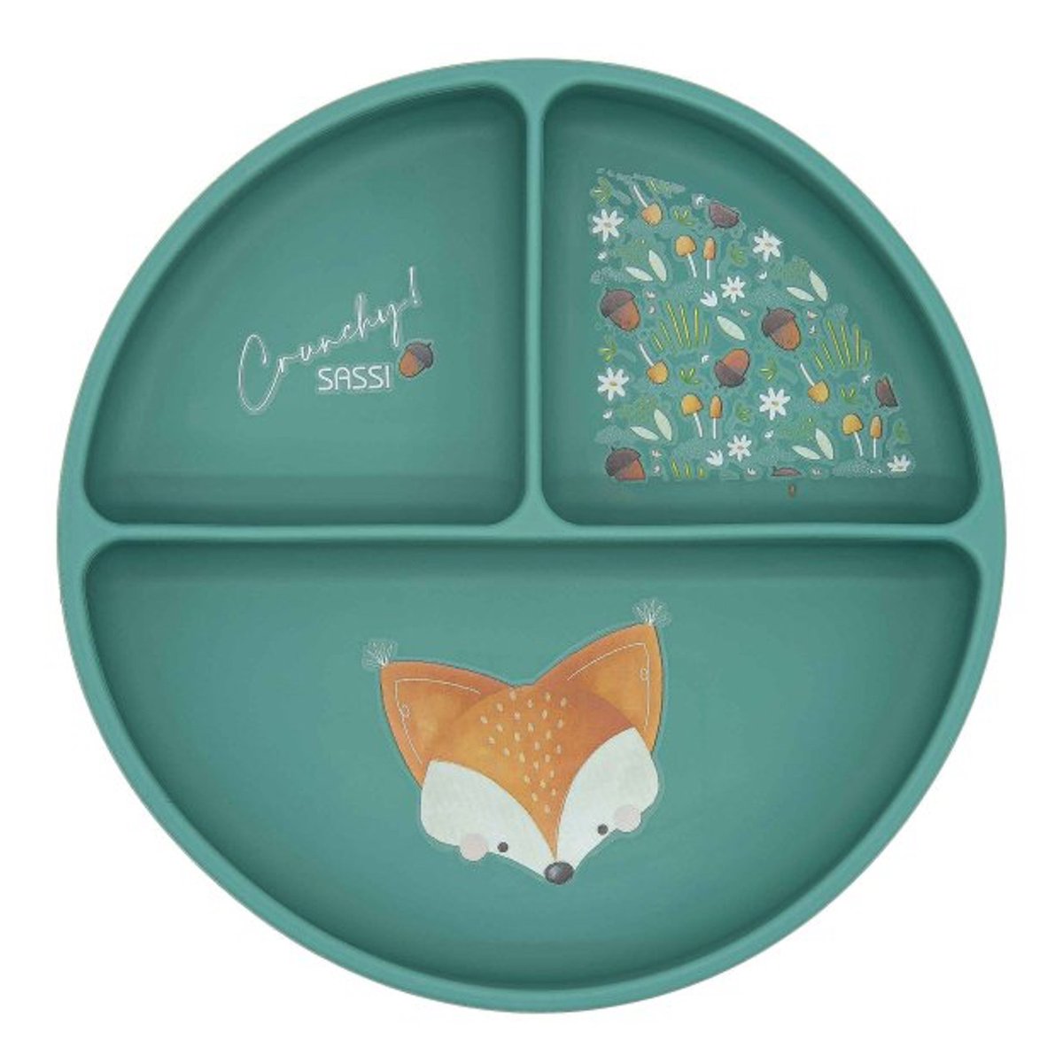 Assiette compartimentée en silicone avec ventouse ANIMAUX ANIMAUX vert paon, SASSI