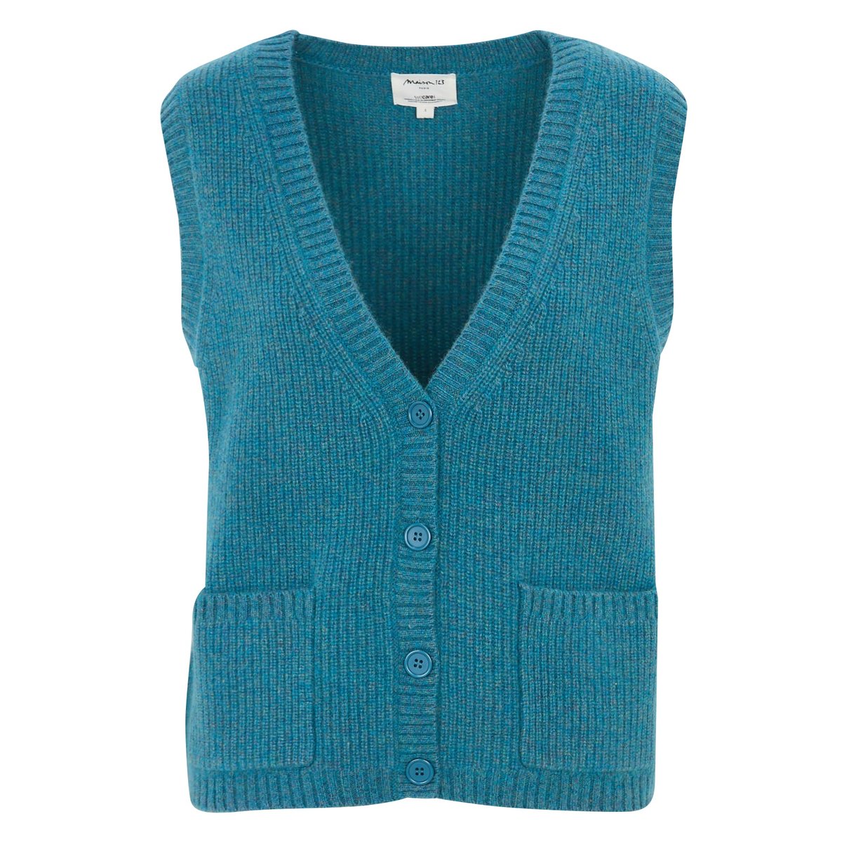 Gilet sans manches en laine et cachemire PACO turquoise, Maison 123