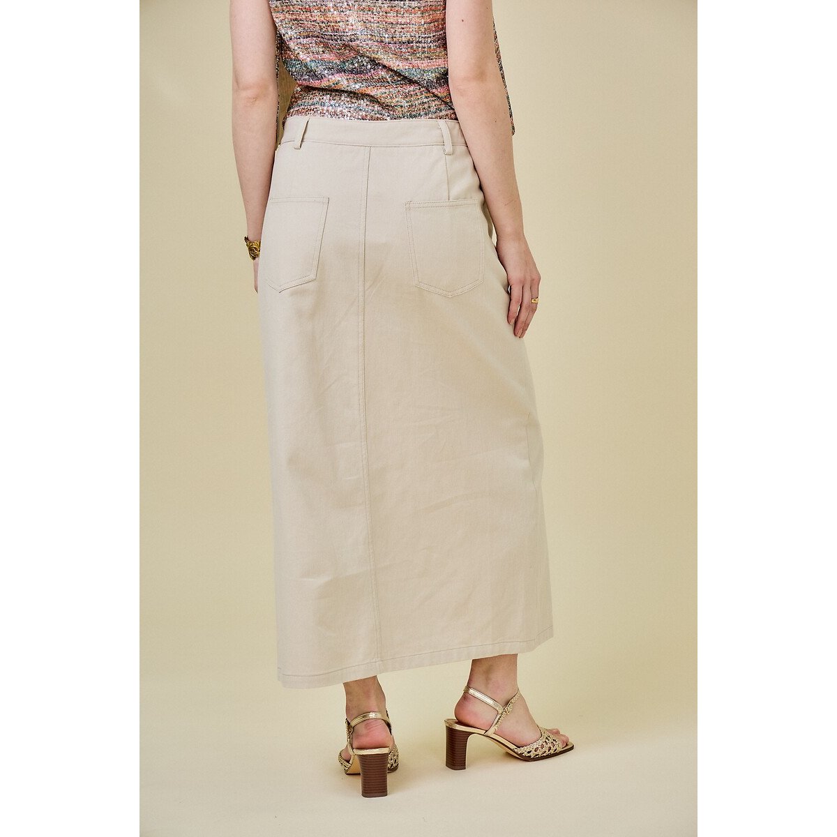 Front Slit Midaxi Skirt beige, SEE U SOON