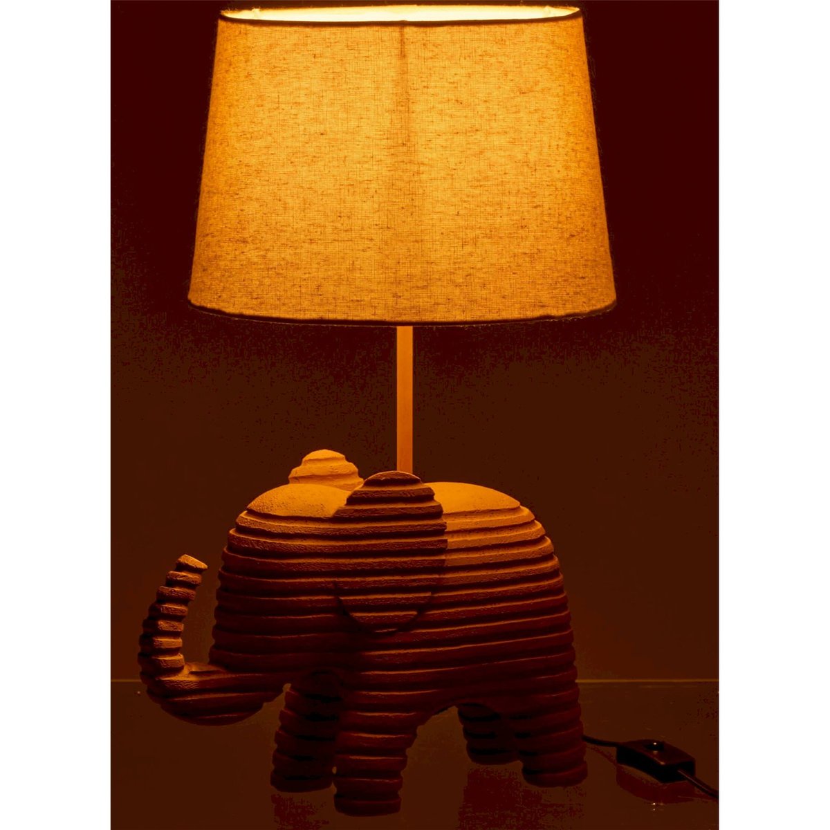 Lampe de table éléphant en résine marron et beige, RECOLLECTION