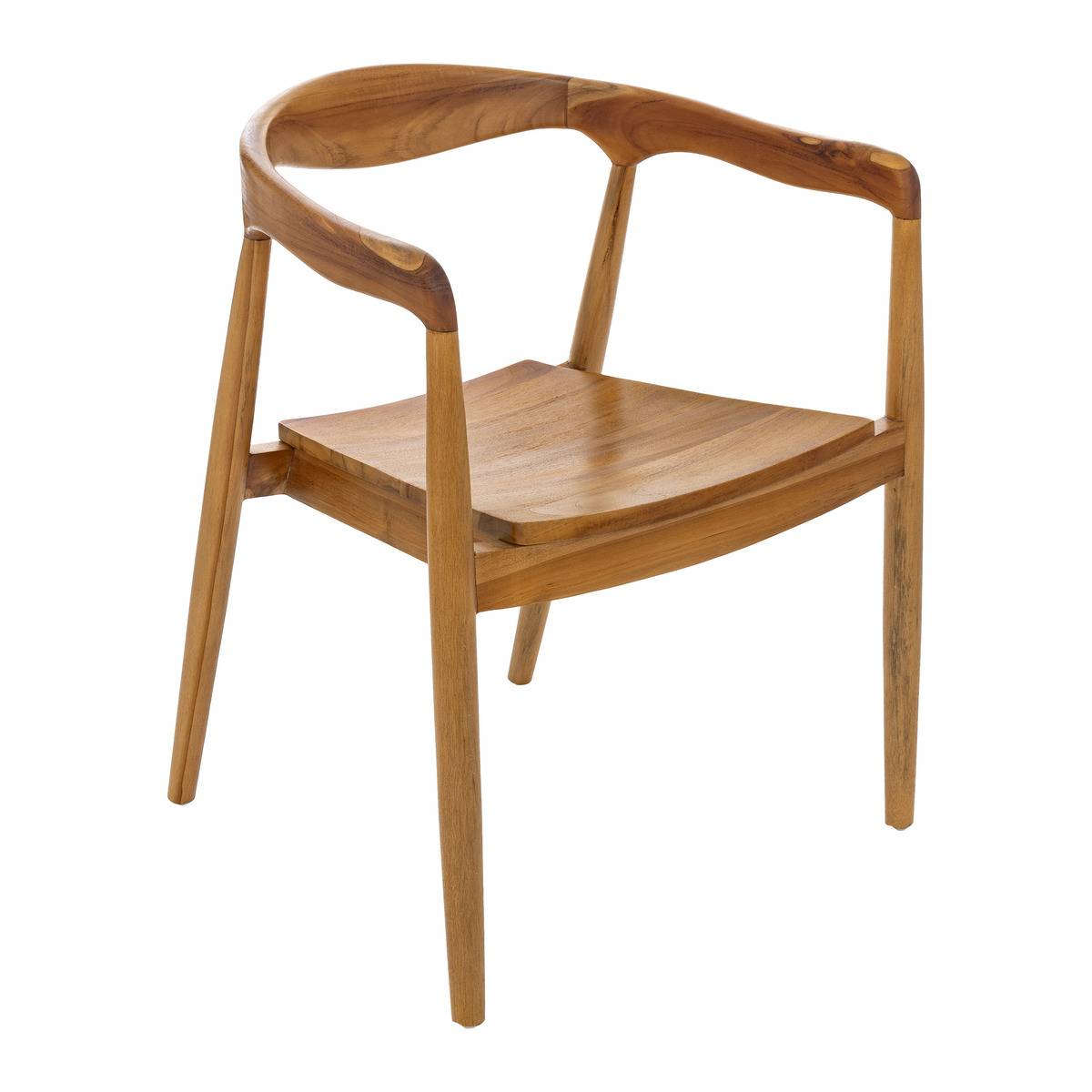 Lot de 2 fauteuils en teck naturel MIYAKO marron, ATMOSPHERA