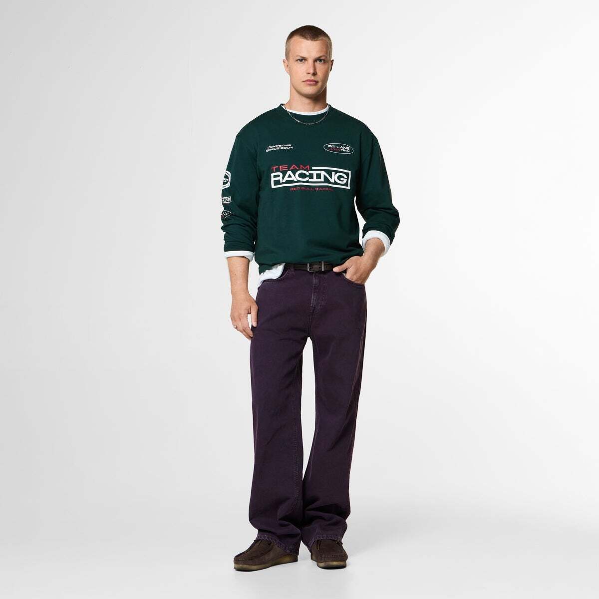 Red Bull Racing T-Shirt Manches Longues Coupe Décontractée vert foncé, PEPE JEANS