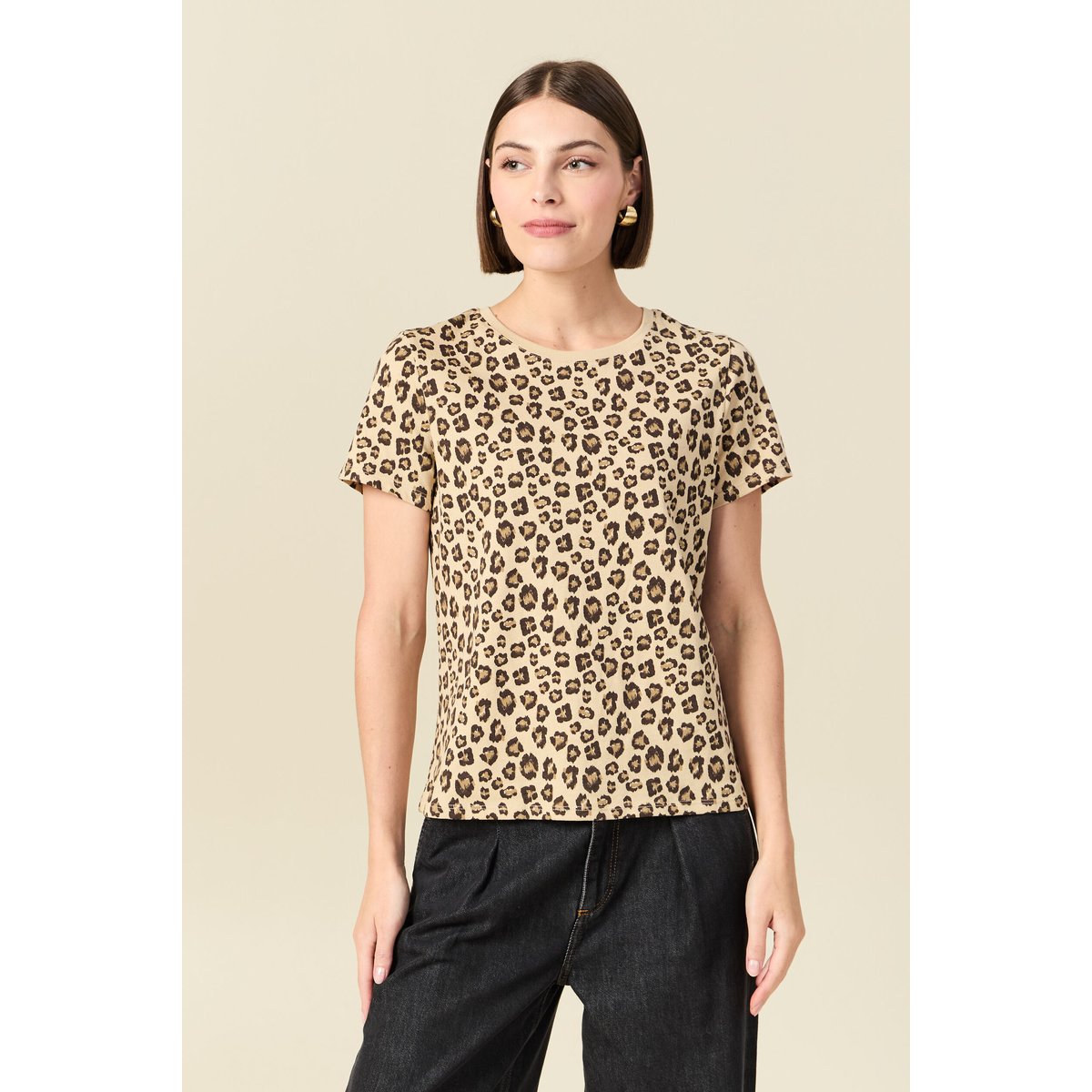 T-shirt manches courtes beige moyen, BONOBO