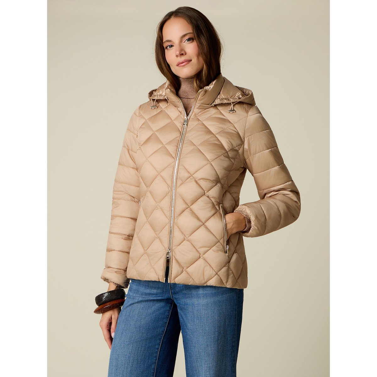 Veste matelassée légère à capuche noir, OLTRE