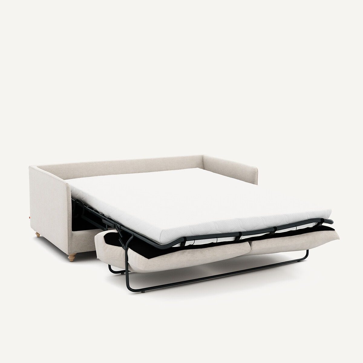 Kompaktes, umwandelbares, 3-sitziges Sofa aus meliertem Stoff, LAZARE elfenbein, AM.PM