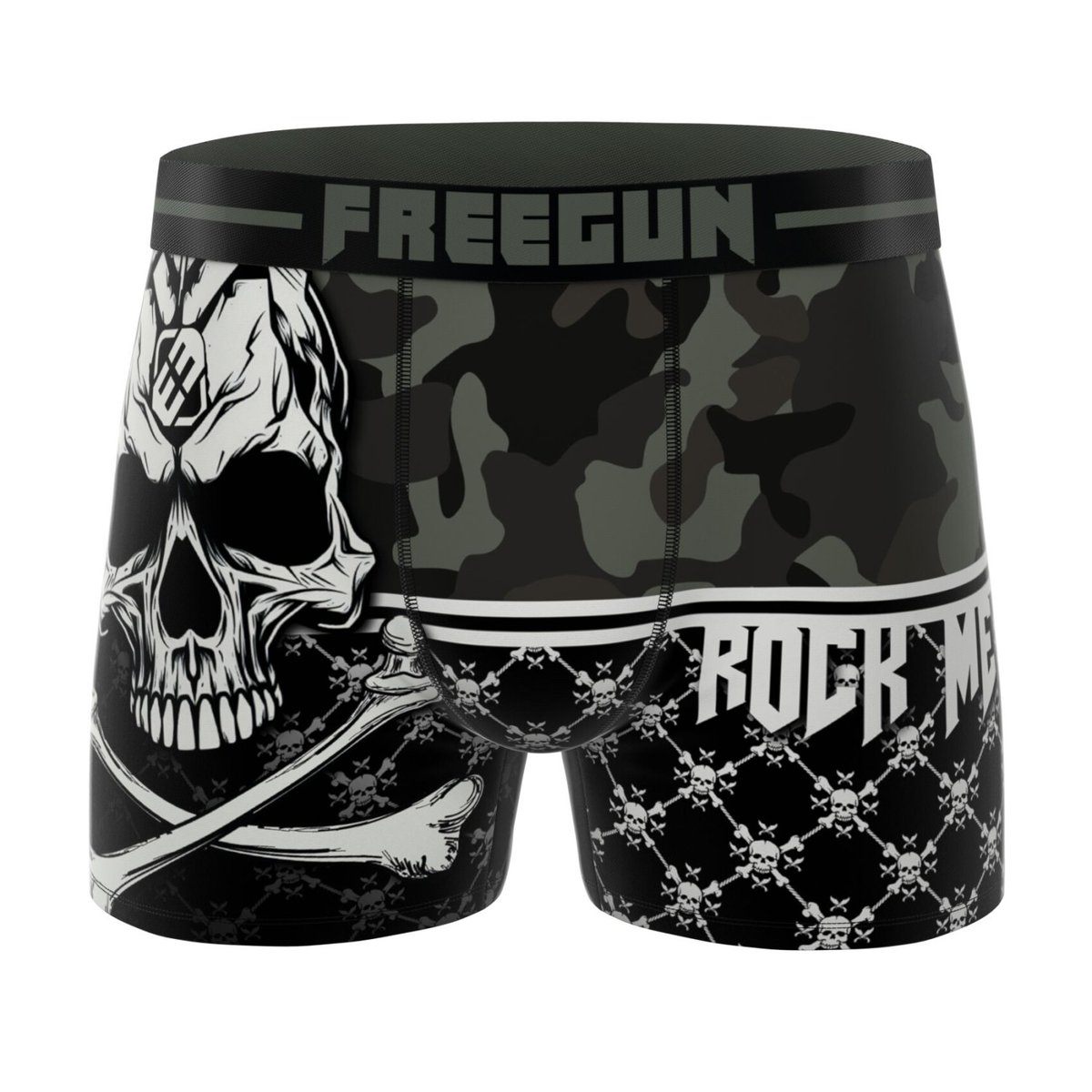 Lot De 4 Boxers Skull Microfibre noir/gris/orange/blanc, FREEGUN