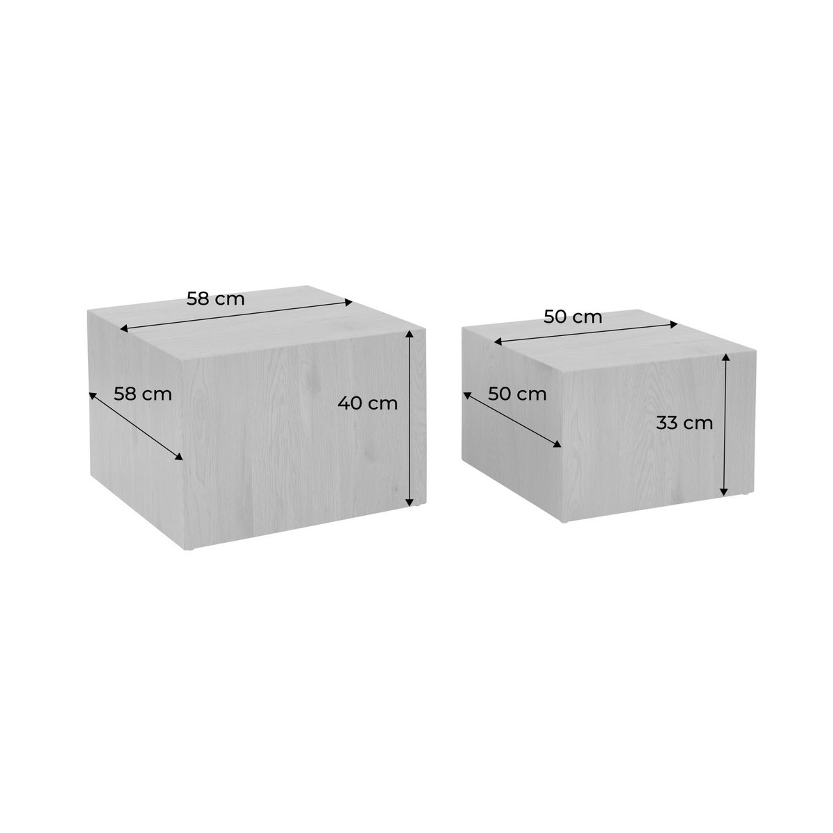 Set de 2 tables basses gigognes carrées effet marbre PAROS gris, SWEEEK