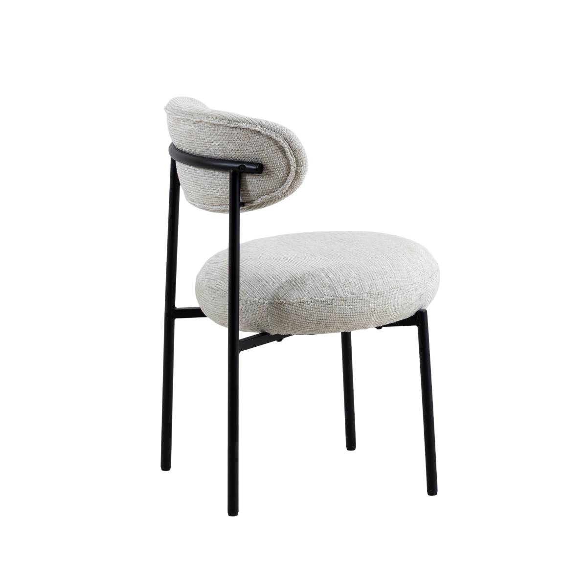 Lot de 2 chaises en tissu et métal JANIS blanc, MADE IN MEUBLES 