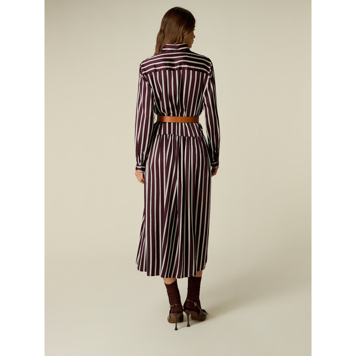 Robe chemisier avec ceinture burgundy, OLTRE