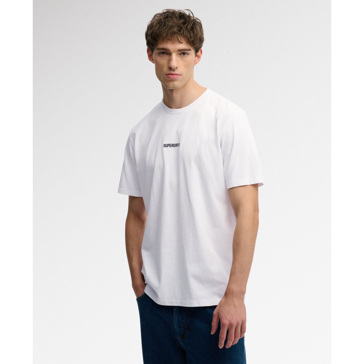 T-shirt Micro Logo Coupe Décontractée blanc cassé, SUPERDRY