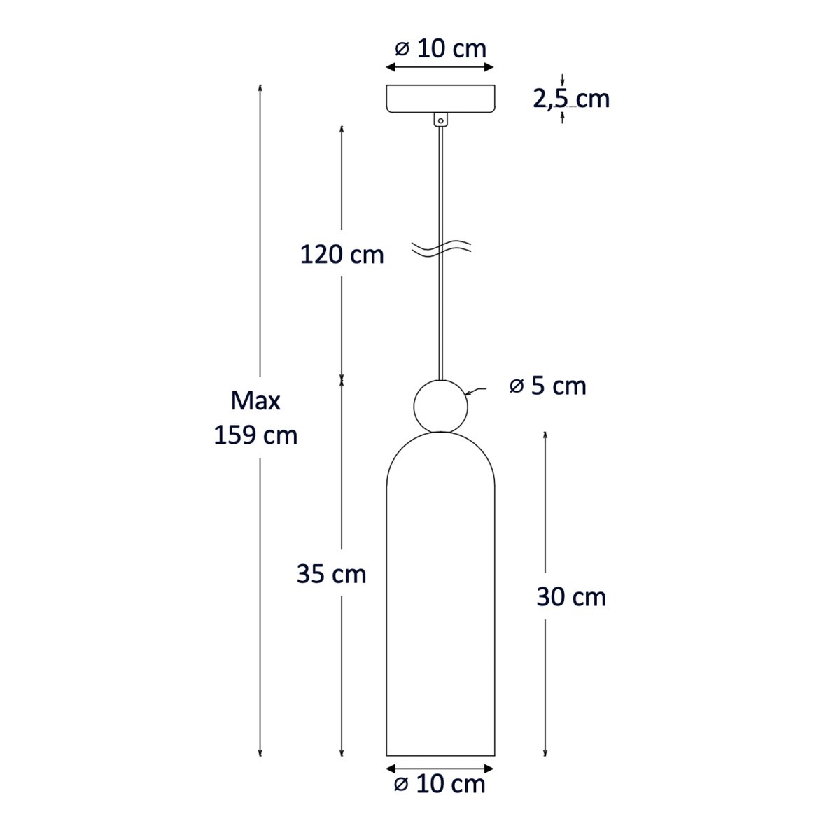Suspension en verre cylindrique - LEONORA ambré et laiton, KOSILUM