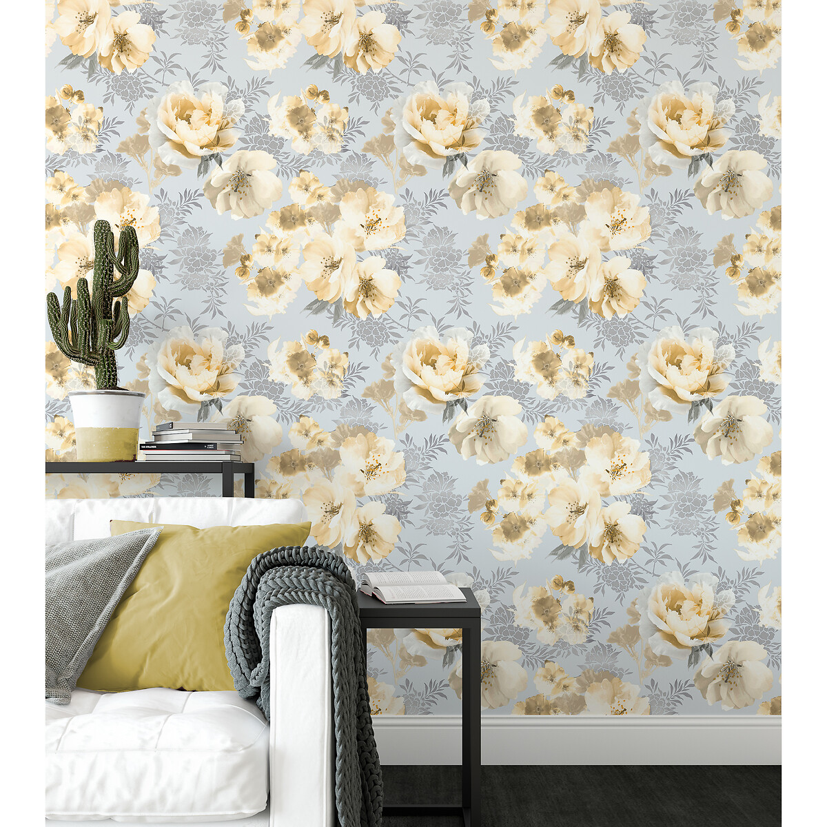 Dramatic Floral Wall Paper ochre, CATHERINE LANSFIELD