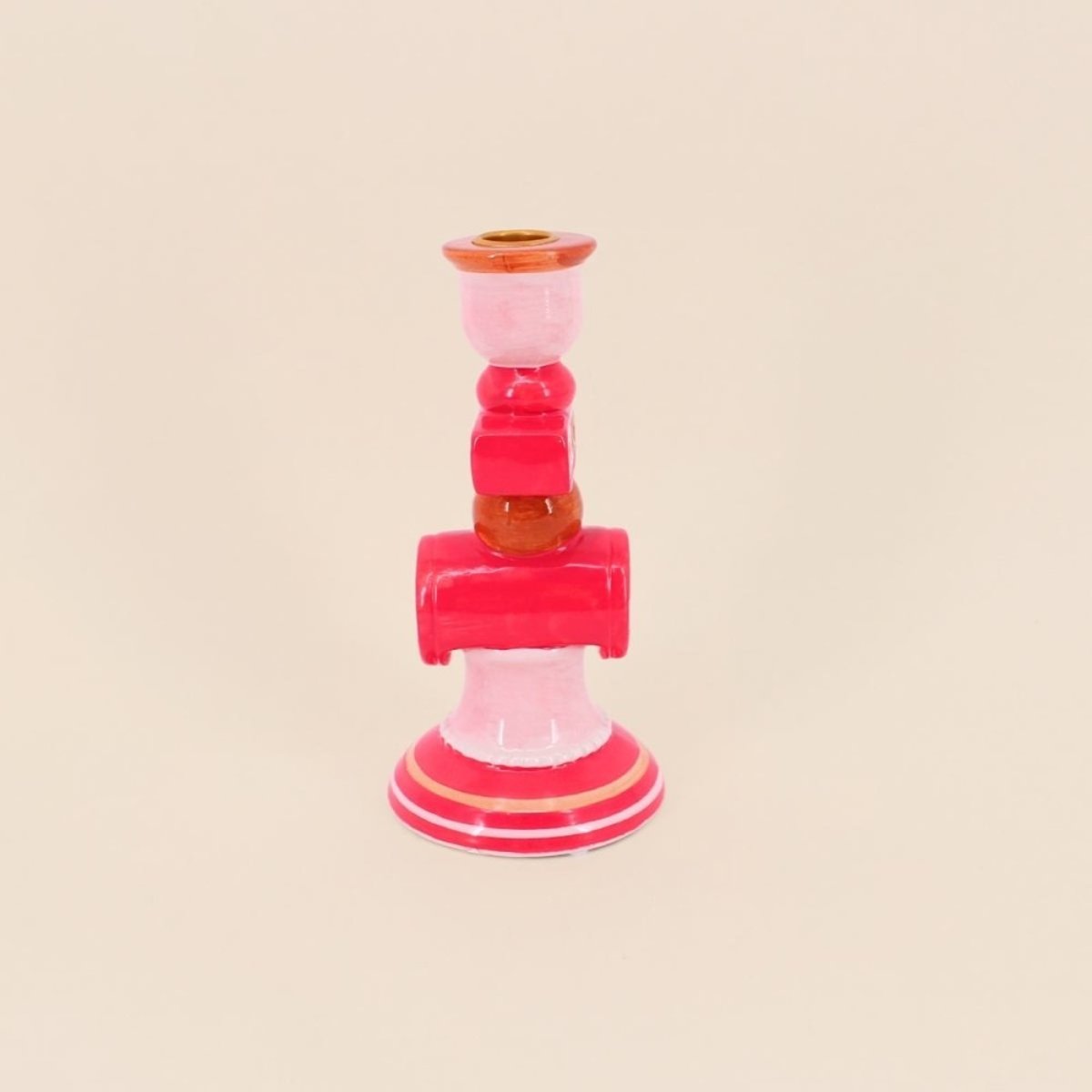 Bougeoir Lucky en dolomite 20cm rouge, KERSTEN