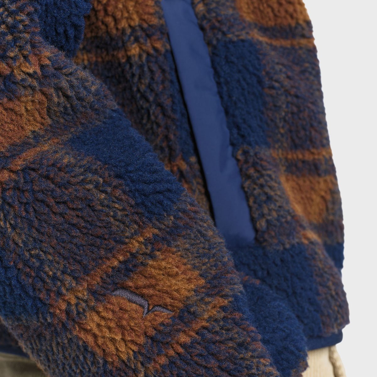 Polaire sherpa jacquard à carreaux doublure nylon bleu marine, AIGLE