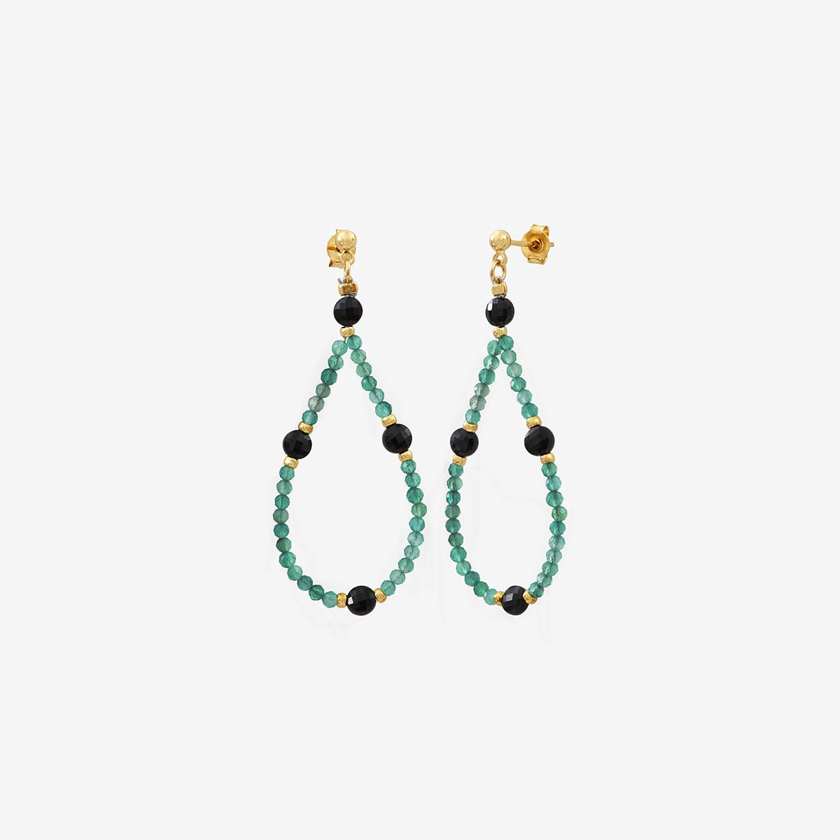 Boucles d'oreilles dorées petit modele amanté - indie vert, CAROLINE NAJMAN