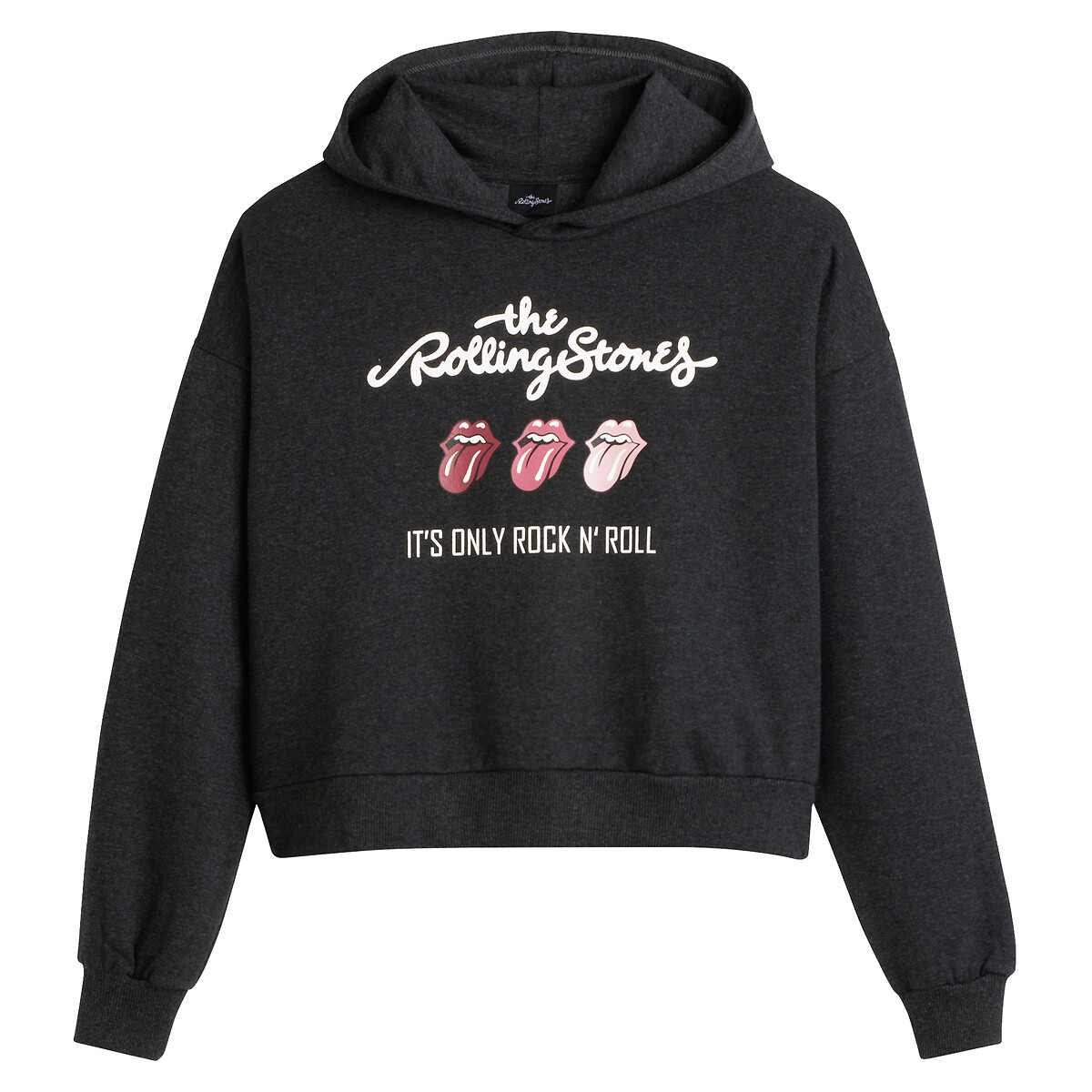 Cotton Band Hoodie charcoal grey, ROLLING STONES