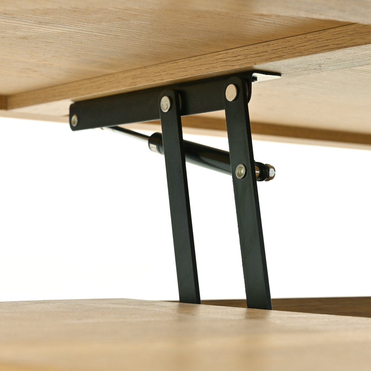 Table basse relevable panneaux courbes, CHESTNUT oak, MEUBLES COSY